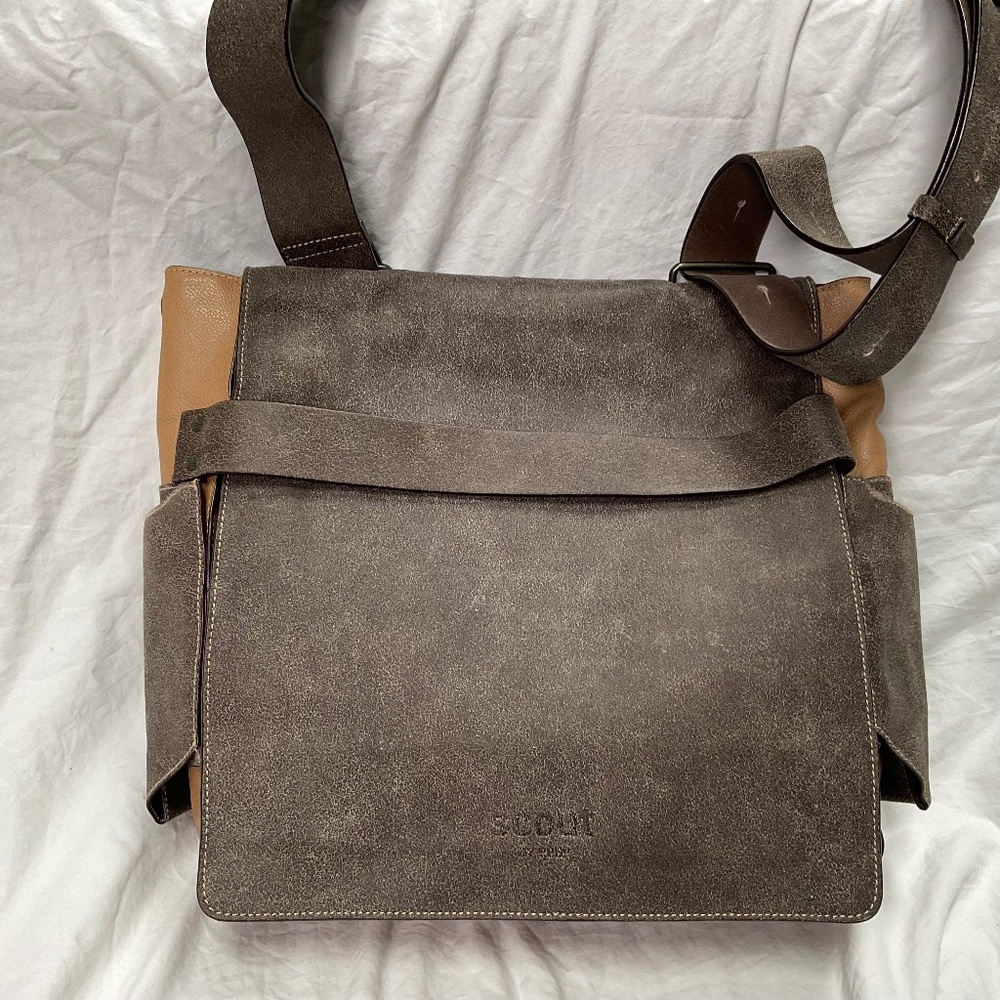Scout by PPB Leather Convertible Crossbody Messenger and Diaper Bag